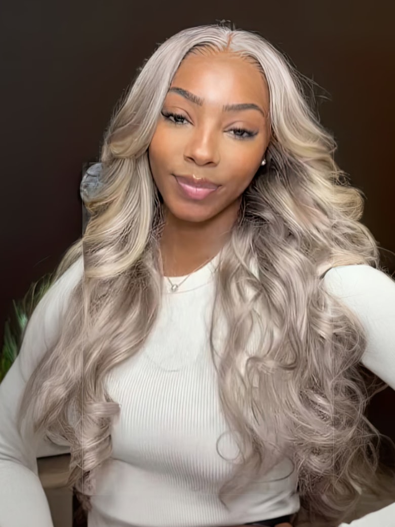 UNice 13x4 Lace Front Blonde With Silver Purple Balayage Loose Wave Wig