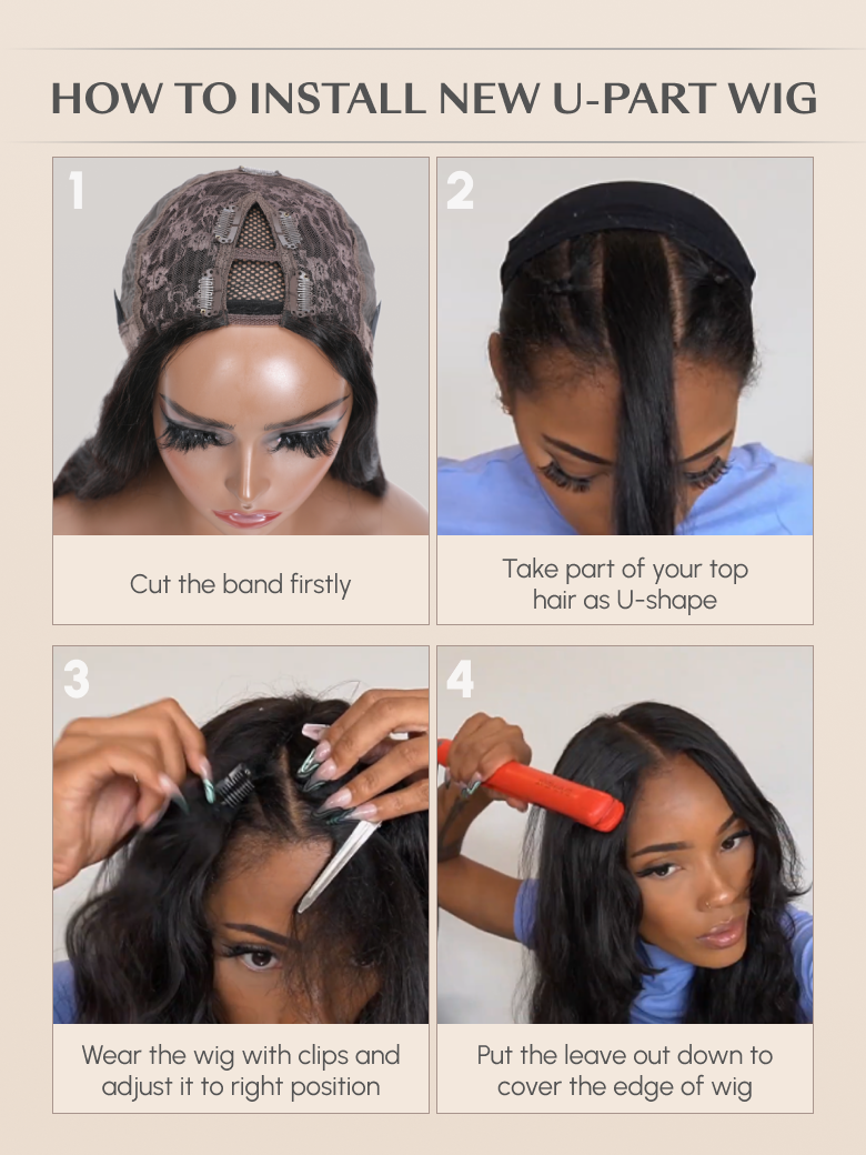 [BOGO FREE]Honey Blonde Ombre Highlight Body Wave Glueless U Part Wig 150% Density