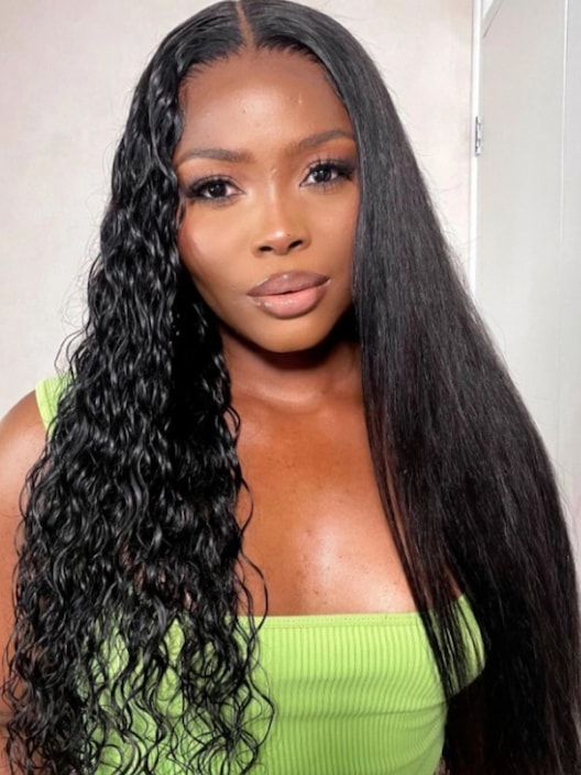 UNice Wet And Wavy 2 Styles in1 Deep Wave V Part Wigs Natural Black Color