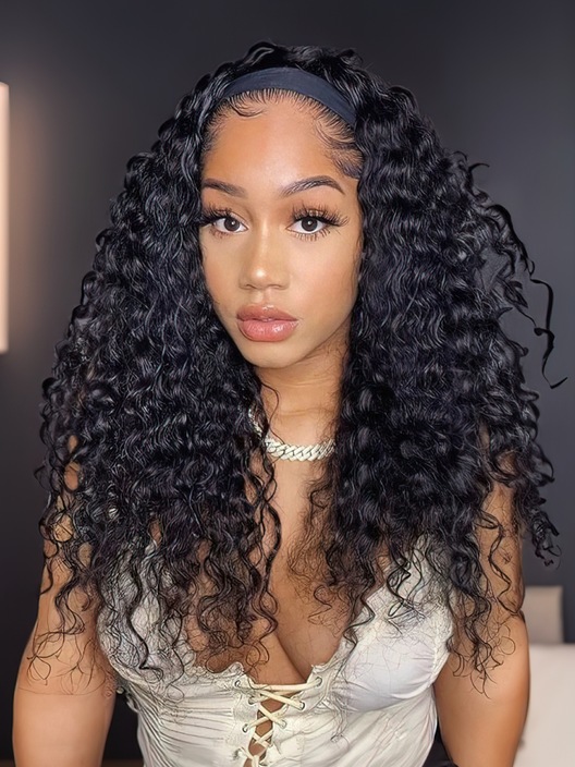 Unice Water Wave Glueness Headband Wig 150% Density Human Hair