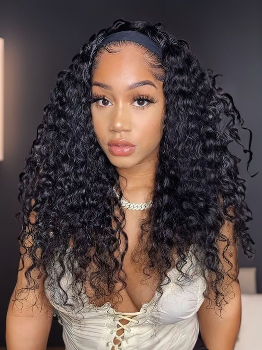 Water Wave Glueless Headband Wig 150% Density