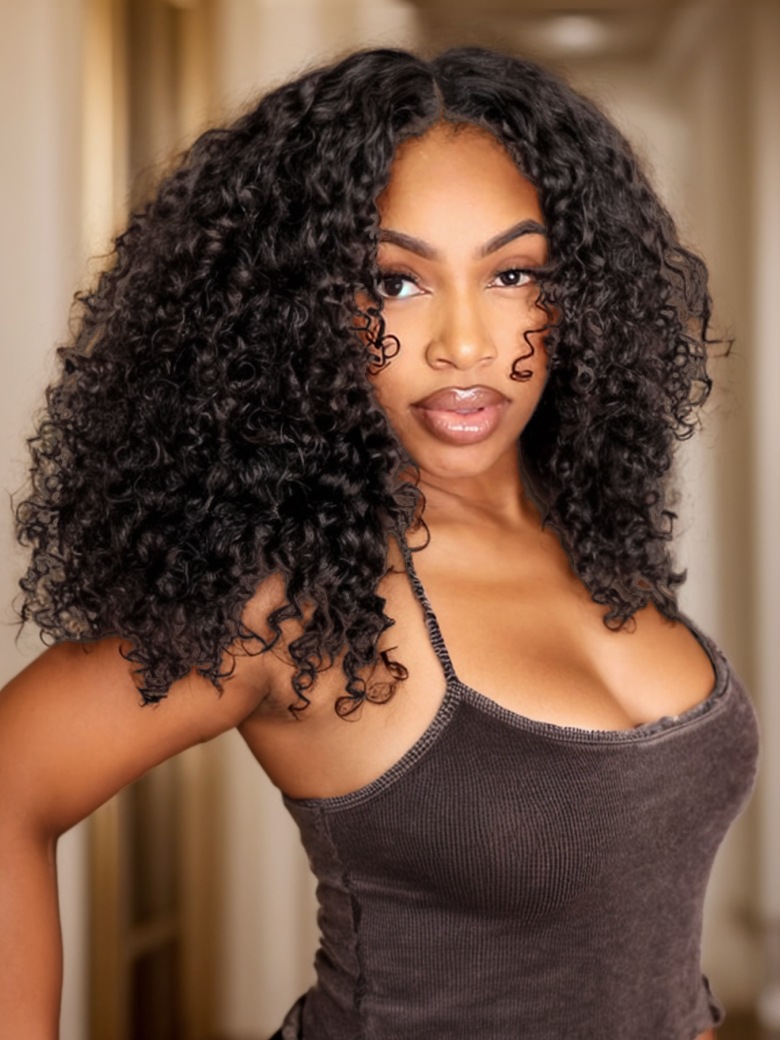 UNice Premium Long Curly Human Hair Wigs Nice Curly Lace Front Wig Brazilian Virgin Hair