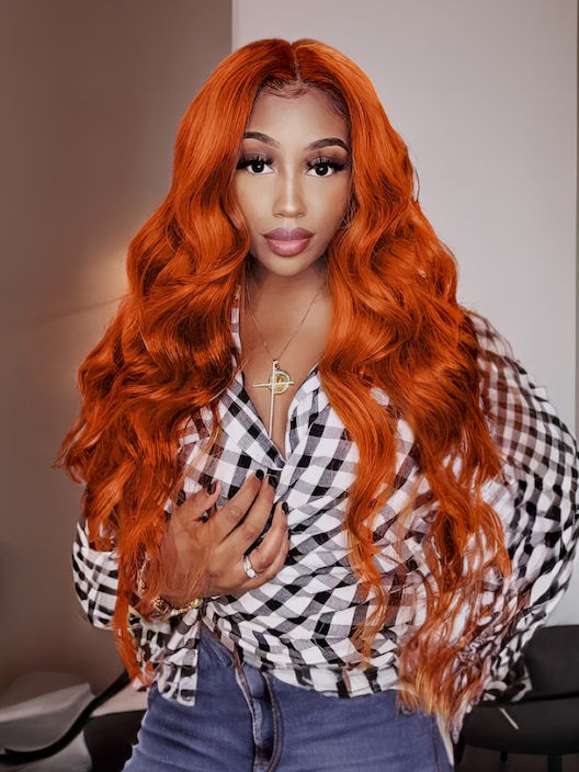Cut To Free Ginger Body Wave Lace Part Wigs 16inch