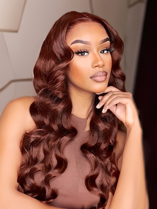 14 Inches Reddish Brown Lace Part Pre-Plucked Body Wave Wig Black Friday