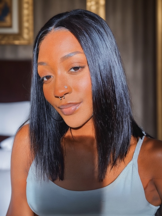 Bonus Buy 12 Inch Natural Black Short Bob V Part Straight Natural Hairline Wigs No Leave Out