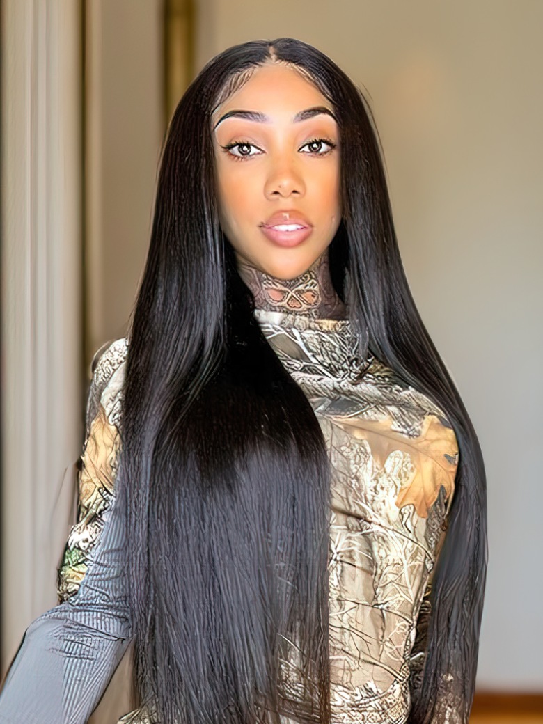 Straight Human Hair Lace Front Wigs for Black Women Glueless Lace Frontal Wig Pre Plucked with Baby Hair