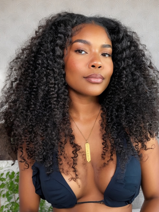 Natural Scalp Glueless Real Human Hair Wigs Coily Hair V Part Wigs 150% Density