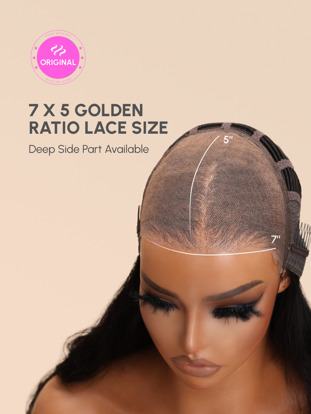 7x5 Bye Bye Knots Wig Glueless Lace Reddish Brown Curly Wig With Bleached Knots Bouncy 150% Density