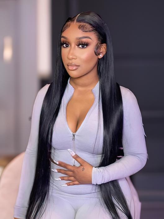 UNice Pre Plucked Hairline Breathable 360 Lace Wig Straight Human Hair Wig Natural Black Wig