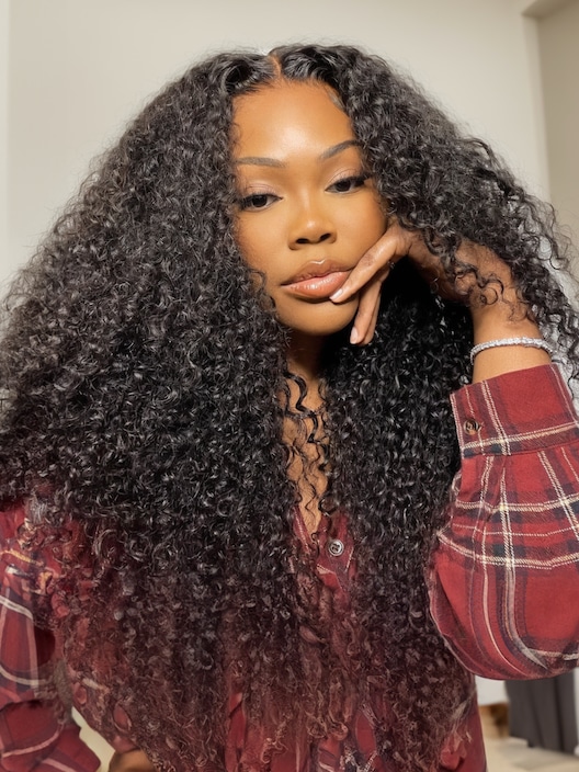 32 Inch HD Lace 180% Density Amazing Volume Jerry Curly Undetectable Invisible 5*5 HD Lace Closure Wig