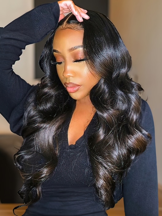 Natural Color Body Wave Wigs 4x0.75 Lace Part Wig 150% Density
