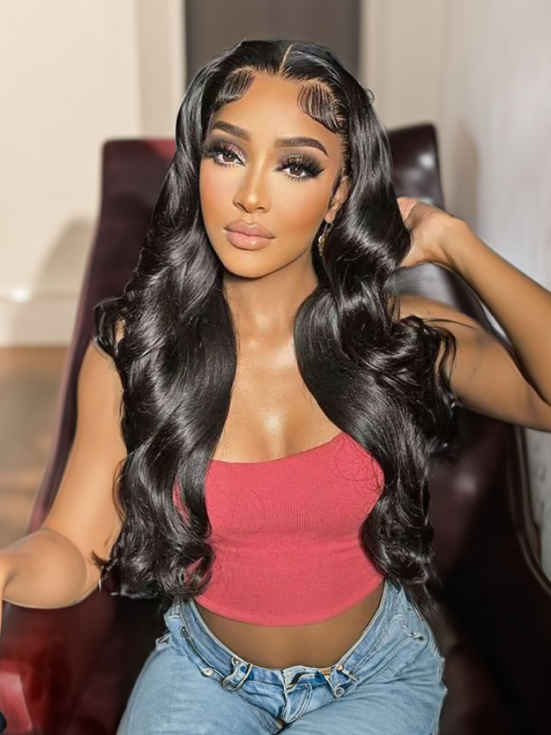[From 18"] 7x5 Bye-Bye Knots Wig Body Wave Wig With Pre Bleached Knots Plucked Hairline 180% Density