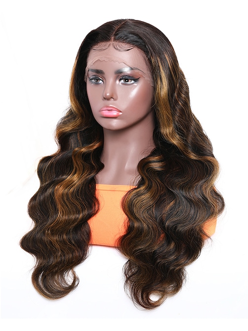 Balayage Highlight 13x5 T Part Lace Wig Body Wave Wig Shadow Root Blonde Highlight Bouncy Hair