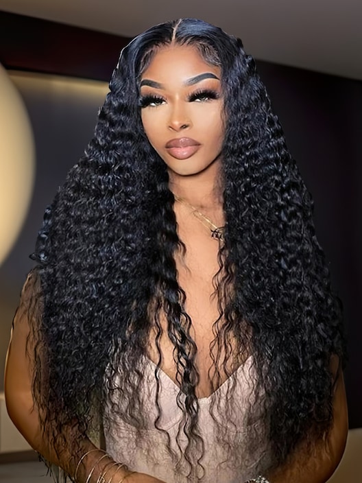 18 Inches 4x4 Lace Closure Jerry Curly Wigs Pre Plucked Wig 150% Density Natural Hair Line