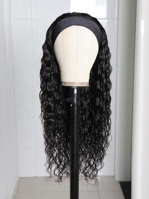 Put On And Go Water Wave Human Hair Headband Glueless Wig