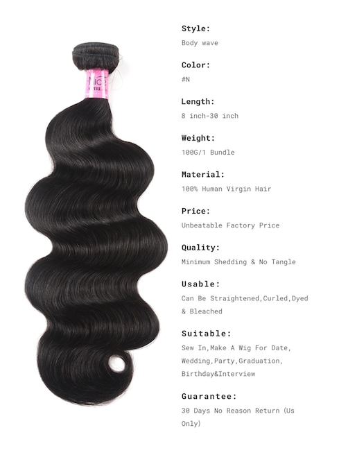 UNice Hair Bundles 3 Pcs/pack Hair Brazilian Body Wave Virgin Human Hair