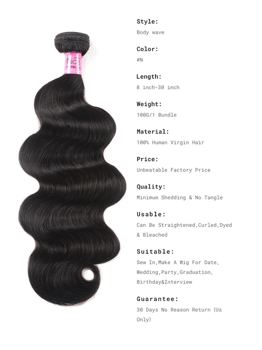 UNice 8" Bundle Natural Color Body Wave For Bundles Deals