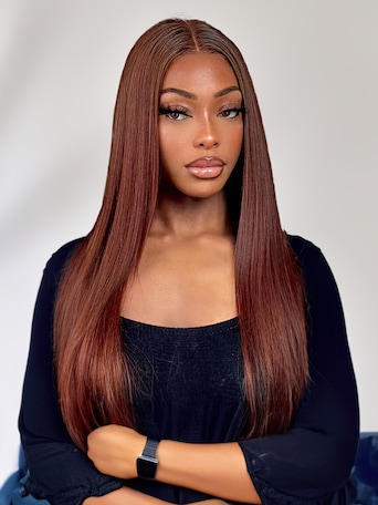 UNice Reddish Brown Remy Human Hair 4x4 Free Part Silky Straight Closure