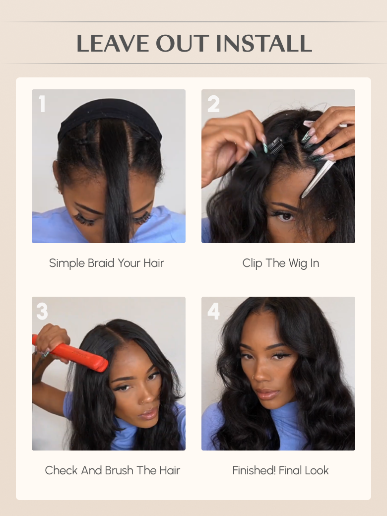 [24"=$169] V Part Body Wave Beginner Friendly Wig No Leave Out Super Natural Human Hair Wig
