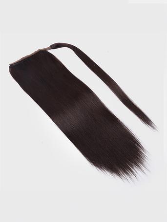 UNice Clip In Ponytail Off Black Straight Human Hair Extension