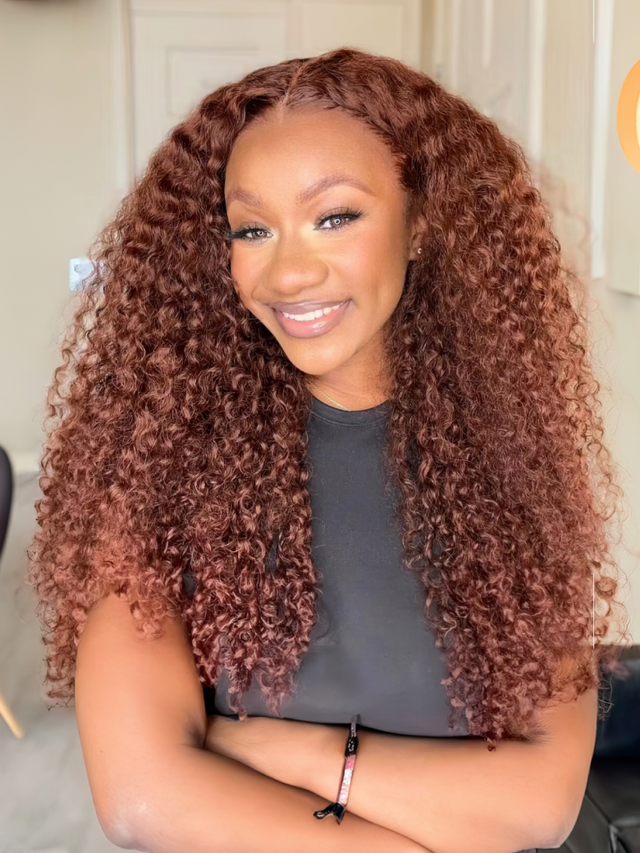 UNice Honey Blonde Sun Kissed Highlights 13x4 Transparent Lace Front Kinky Curly Wig 150% Density