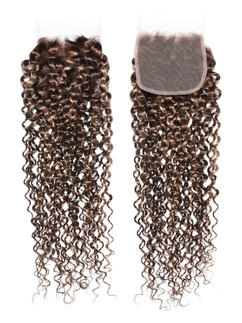 UNice Honey Blonde Highlighted Jerry Curly 4x4 Free Part Closure