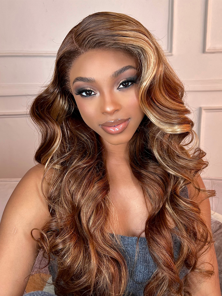 [From 22"] 6x4.5 Pre-Cut Lace Put On And Go Honey Blonde Water Wave Air Wig with Baby Hair 150% Density