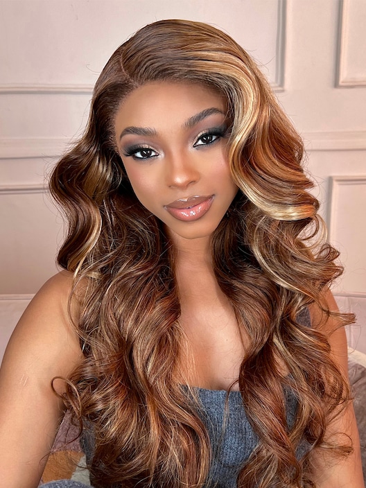 [From 22"] 6x4.5 Pre-Cut Lace Put On And Go Honey Blonde Water Wave Air Wig with Baby Hair 150% Density