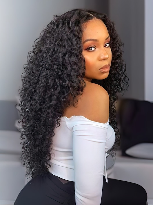UNice 250% High Density Deep Wave V Part Wig Last Minute Style Super Natural Glueless Wig