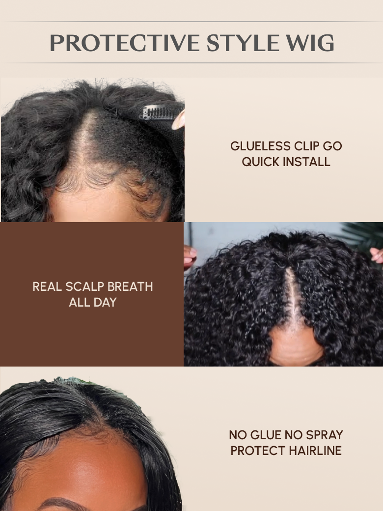 UNice V Part Ready To Wear Shadow Root Brown Balayage Glueless Protective Style Wig