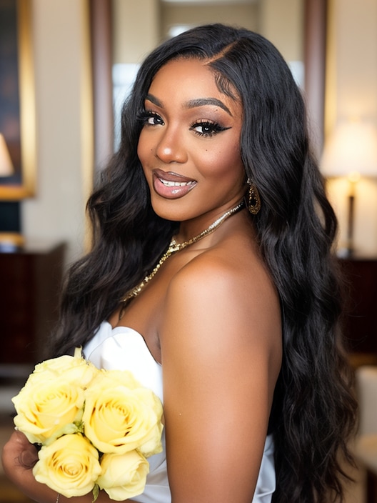 13x4 Transparent Lace Front Body Wave Black Wig Pre Plucked Natural & Versatile