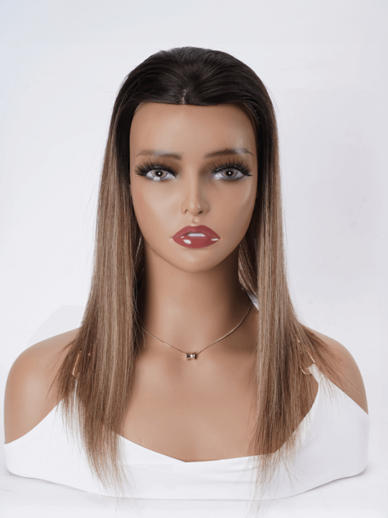 UNice Hair Topper Brown Balayage Hand-Tied Lace Front And Weft Hollow Net