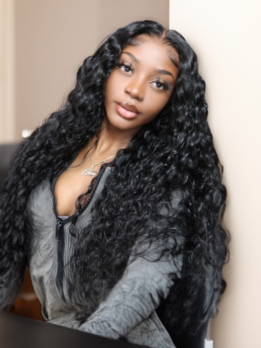 20inch Bye-Bye Knots Wig 7x5 Quick Glueless Lace Water Wave Invisible Knots Wig 180% Density
