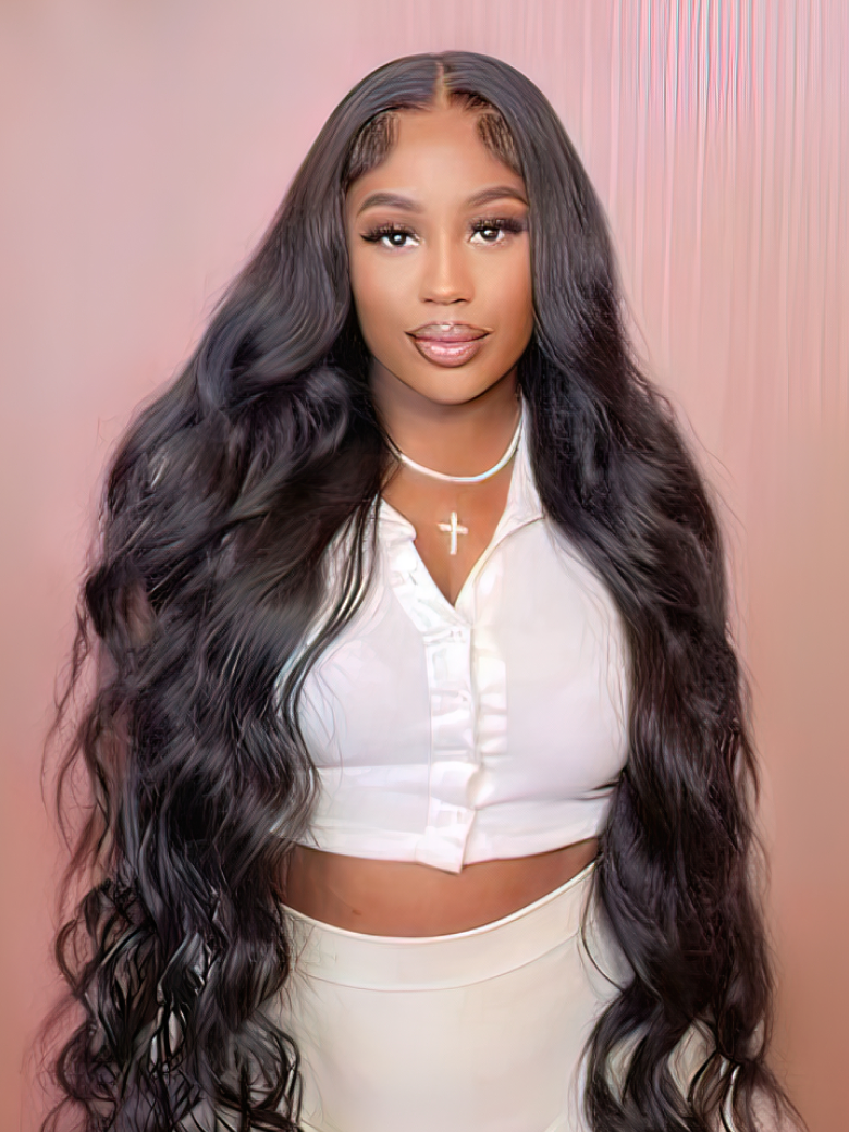 UNice 40 Inch 200% Density Undetectable HD Lace Front Body Wave Human Hair Wig Pre Plucked with Baby Hair