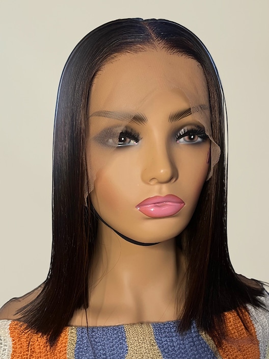 UNice 13x4 Lace Front Black With Brown Hue Straight Shoulder Length Bob Wig