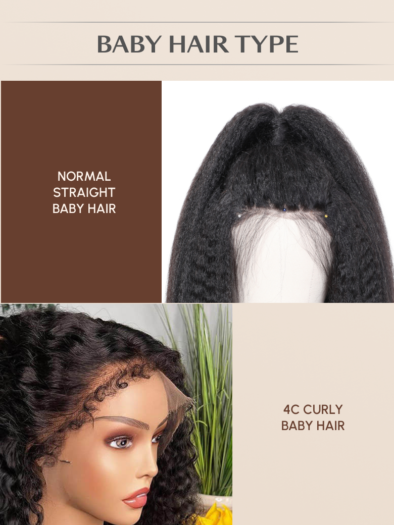 [24"=$159] 13x4 Transparent Lace 4C Baby Hair Curly Black Natural Wig