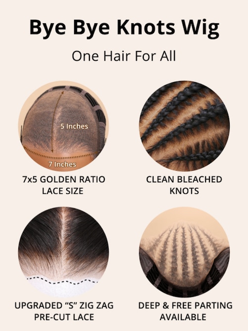 Bye Bye Knots 7x5 Glueless Lace Wig Black Yaki Wig With Bleached Knots 150% Density