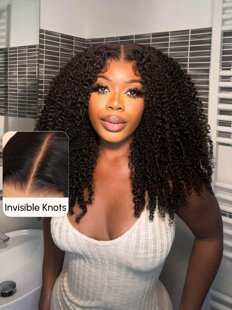 [From 22 Inch] Bye Bye Knots Wig 7x5 Pre-Cut Glueless Lace Kinky Curly Wig With Bleached Knots 200% Density