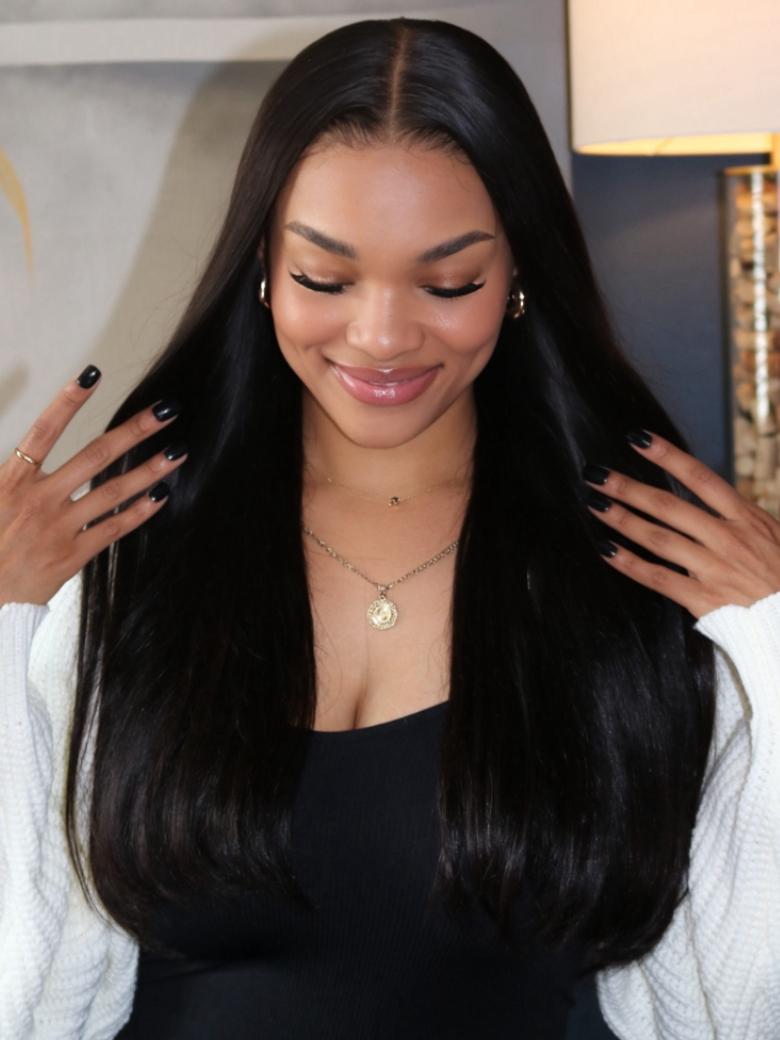 UNice Bye Bye Knots Wig 7x5&13x4 Glueless Lace Black Straight Bleached Knots Wig No Baby Hair 150% Density
