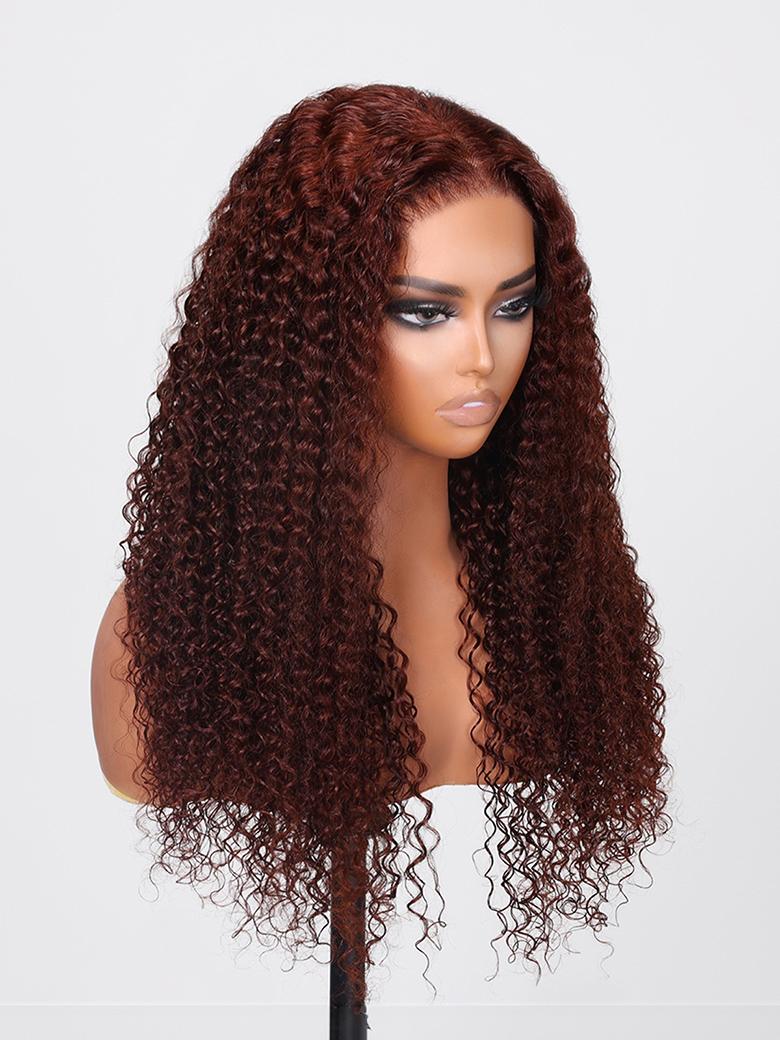 UNice Wear Go Pre Cut Lace 6x4.5 Closure Red Brown Curly Quick & Easy