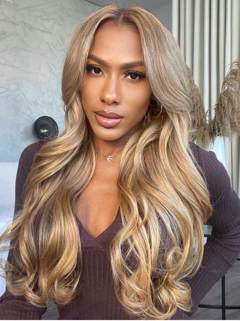 Unice Honey Blonde Highlight Lace Front Wigs Human Hair Body Wave Tl412 Color Colored Wigs 6462