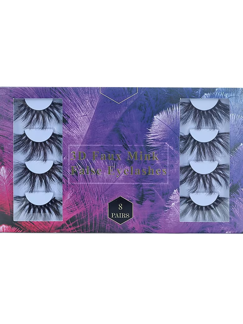 Points Redeem 8pcs 3D Mink Fur False Eyelashes Women's Makeup Natural Soft Long Hand-made Fake Lashes (US only)