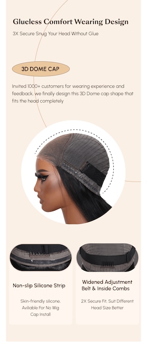 UNice Straight 4x0.75 Middle Part Breathable Lace Wigs Pre Plucked Natural Hairline adjustable Perfectly fit belt Wig
