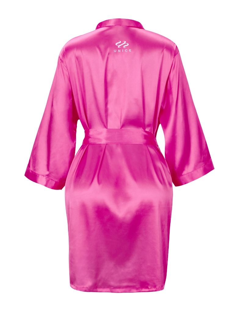 UNice Exclusive Pink Silk Robe Intimate Lingerie Nightgown Sexy Nightwear