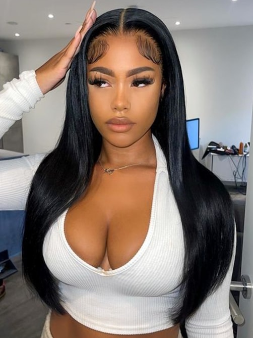 UNice Straight Middle Part Breathable Lace Wigs Pre Plucked Natural Hairline adjustable Perfectly fit belt Long Wig