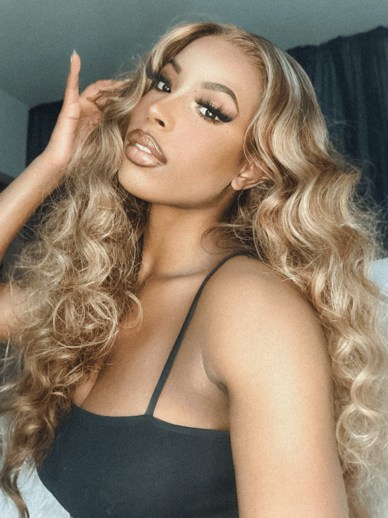 [BOGO FREE]Honey Blonde Ombre Highlight Body Wave Glueless U Part Wig 150% Density