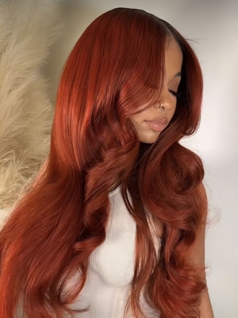 13x4 Lace Front Auburn and Ginger Mix Color Straight Human Hair Wig 150% Density
