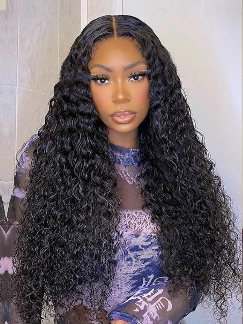 From 18" Beginner Friendly V Part Wig Natural Scalp Curly No Glue Virgin Human Hair Wig