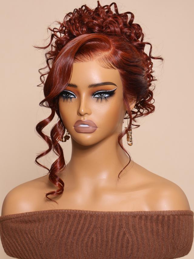 13x4 Transparent Lace Reddish Brown Winter Vibe Body Wave Human Hair Wig