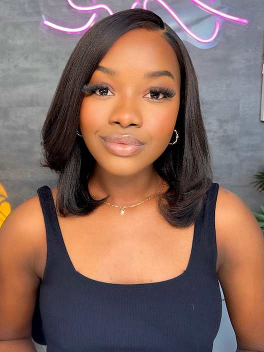 [7x5 Pre-Cut Lce | 10 Inch] UNice Yaki Bob Bye Bye Knots Wig 7x5 Glueless Lace Black Bleached Knots Wig